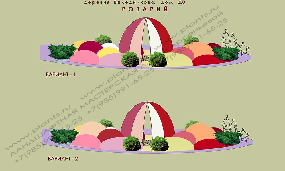 Проект розария - варианты планировки в  аксонометрии